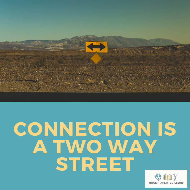 A visual metaphor illustrating that connection is a two-way street, emphasizing the importance of conversation in relationships.