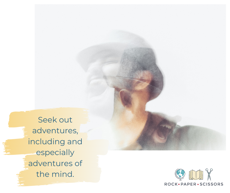 Book cover for "Seek Out Adventures," emphasizing the thrill of mental and physical quests. View the inspiring imagery.