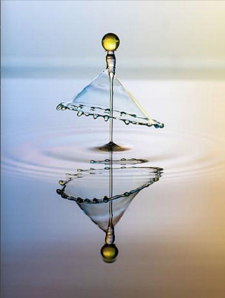A water drop rests on a surface beside a yellow umbrella, symbolizing membership in a vibrant, refreshing environment.